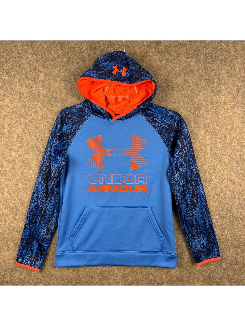 Under Armour ColdGear Hoodie Blue Black Camo Coral Youth Boys Girls Medium 874